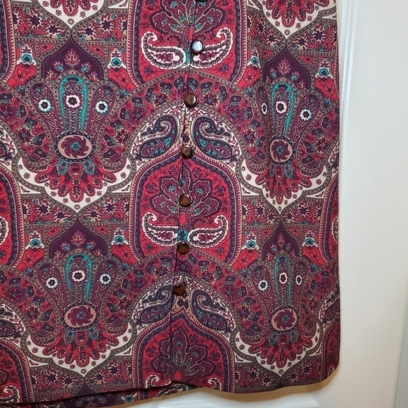 Talbots Opulent Paisley Side Button Faux Wrap Skirt Sz 14 - Picture 4 of 12